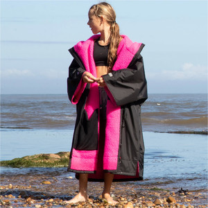 2024 Dryrobe Advance Junior Short Sleeve Change Robe V3 V3KSS - Black / Pink